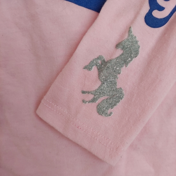 🎁5/$25-Pink rainbow unicorn long sleeve t-shirt, size 2T - Picture 2 of 5